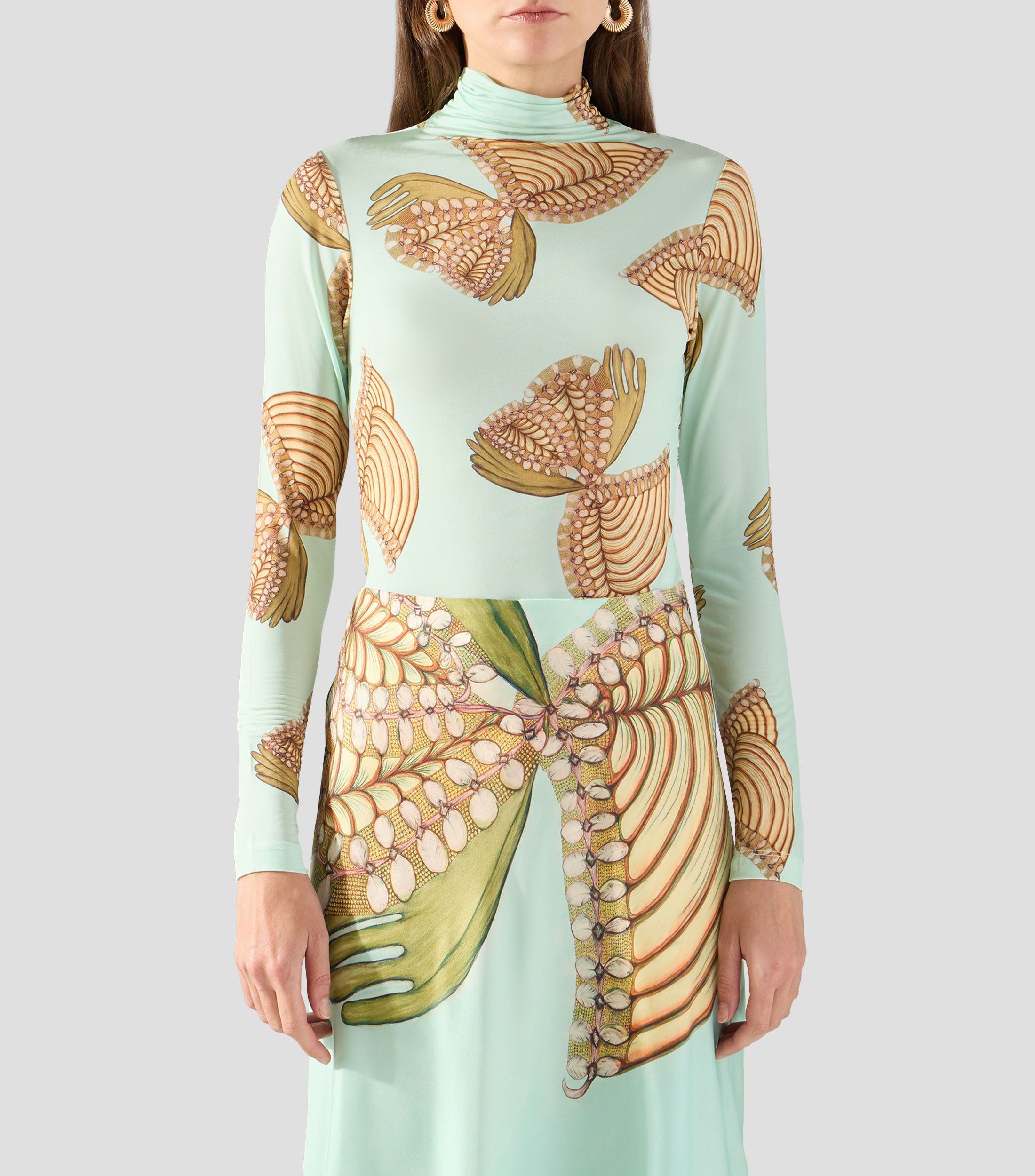 Blusa estampada manga larga Mujer